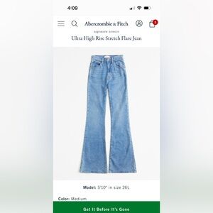 Abercrombie Ultra high rise flare jean size 26 TALL